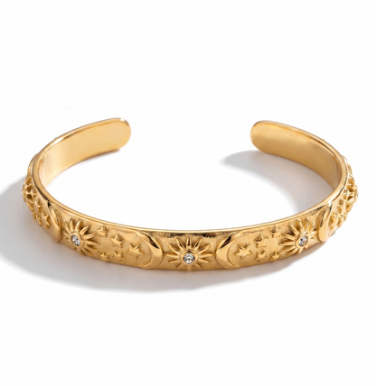 Bracelete Apollo dourado aço inoxidável Eloz Studio - fundo branco