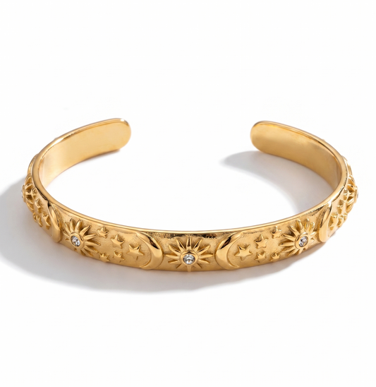Bracelete Apollo dourado aço inoxidável Eloz Studio - fundo branco