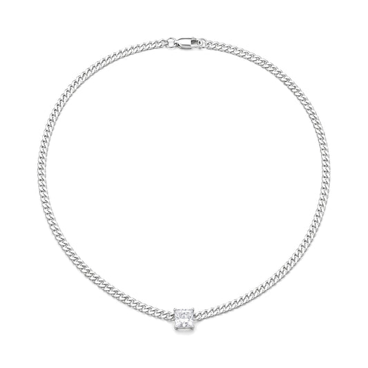 Colar Crystal Square aço inoxidável Eloz Studio - fundo branco