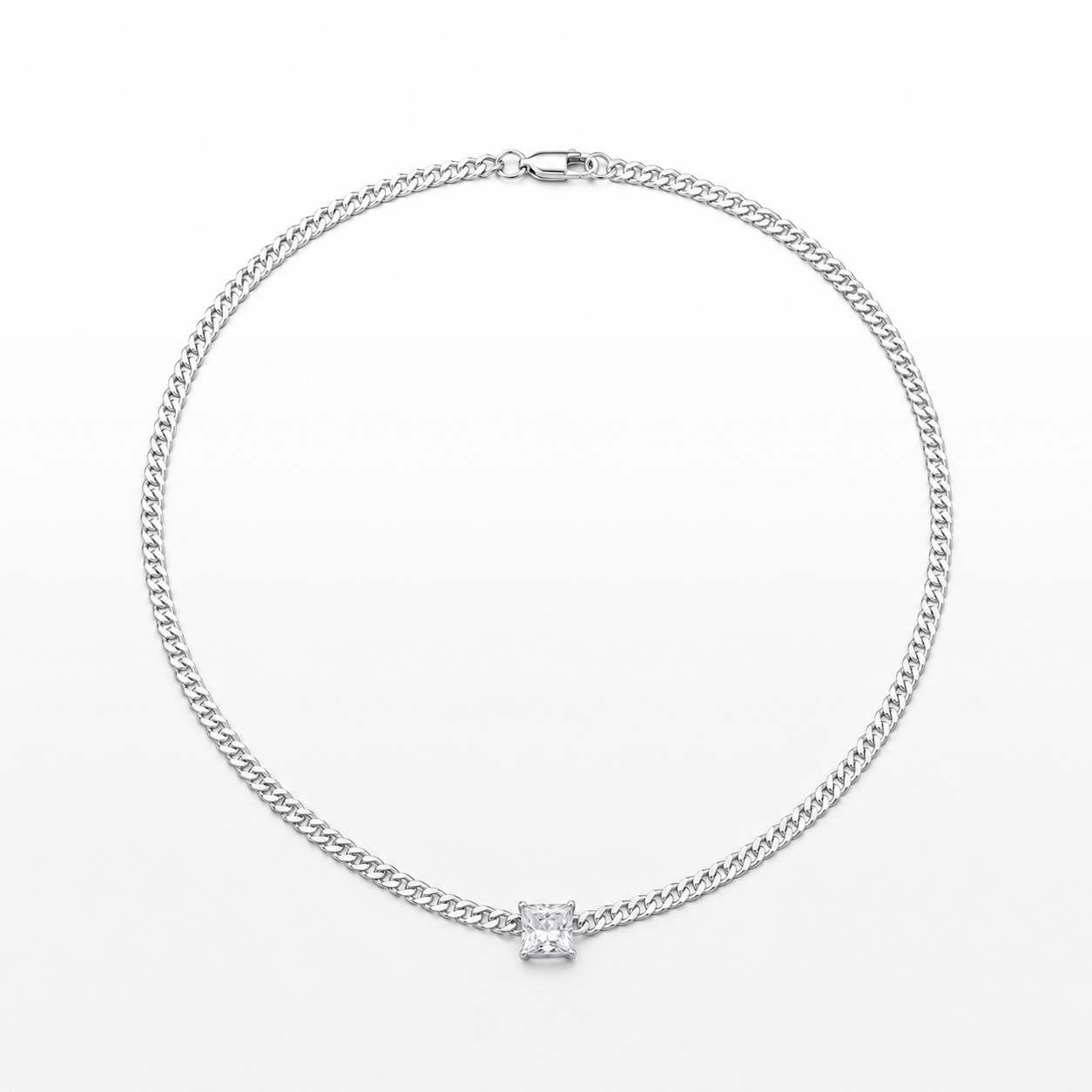 Colar Crystal Square aço inoxidável Eloz Studio - fundo branco