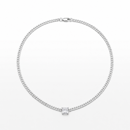 Colar Crystal Square aço inoxidável Eloz Studio - fundo branco