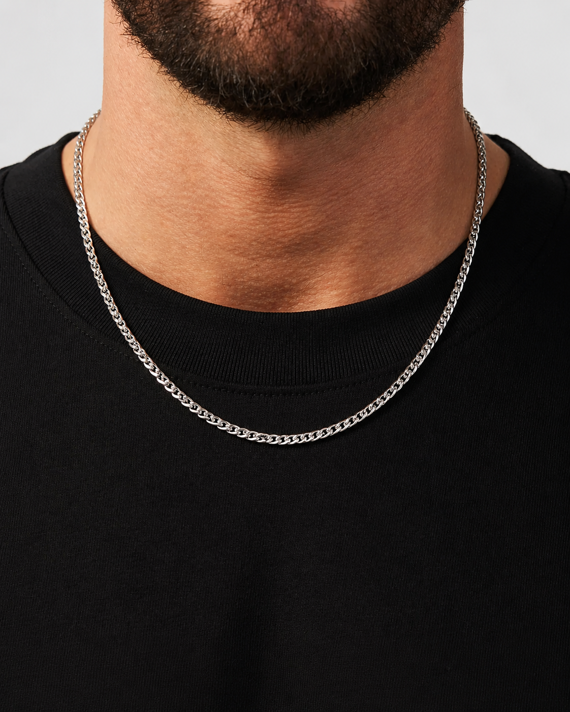 Corrente Void aço inoxidável Eloz Studio - com modelo