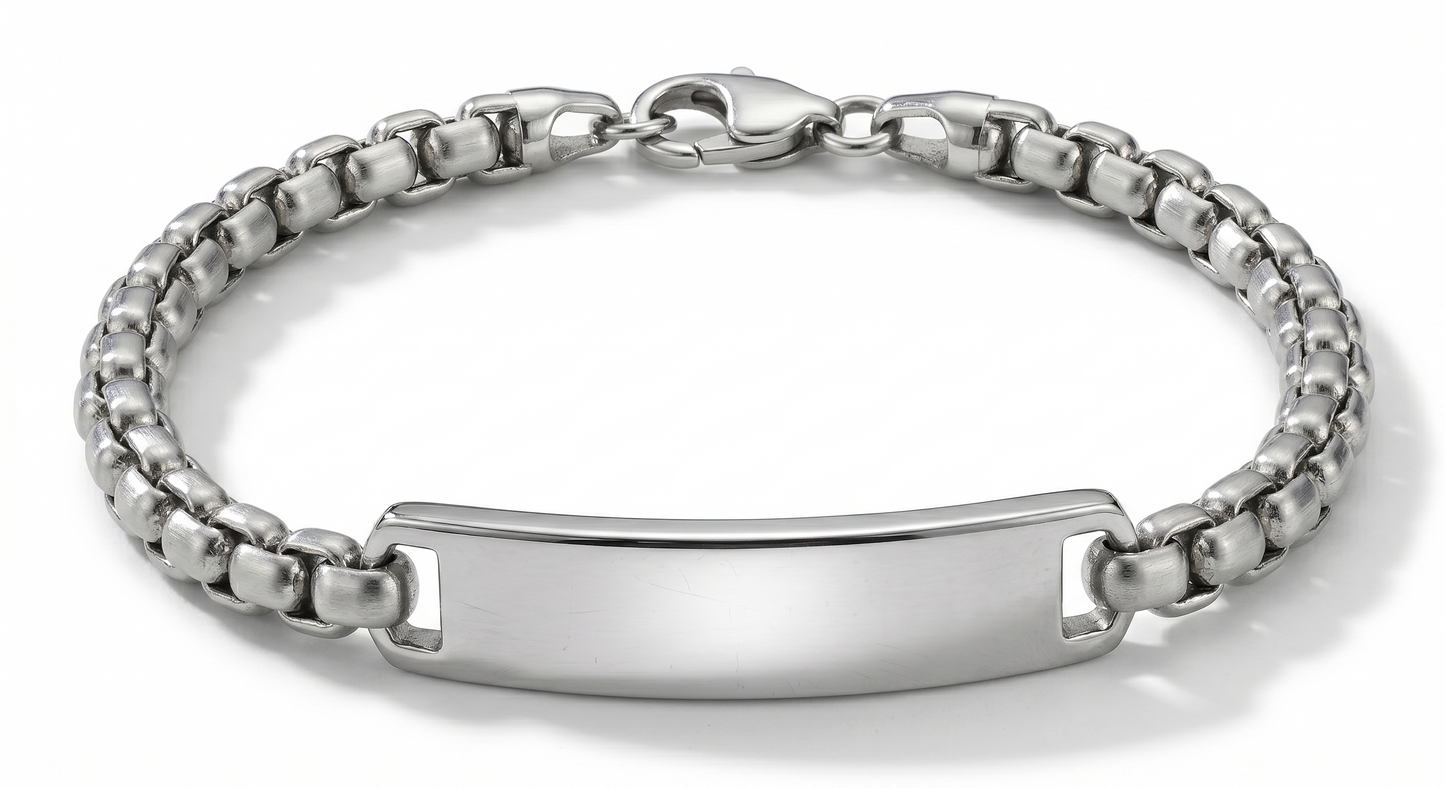 Pulseira Carbon Tag aço inoxidável Eloz Studio - fundo branco