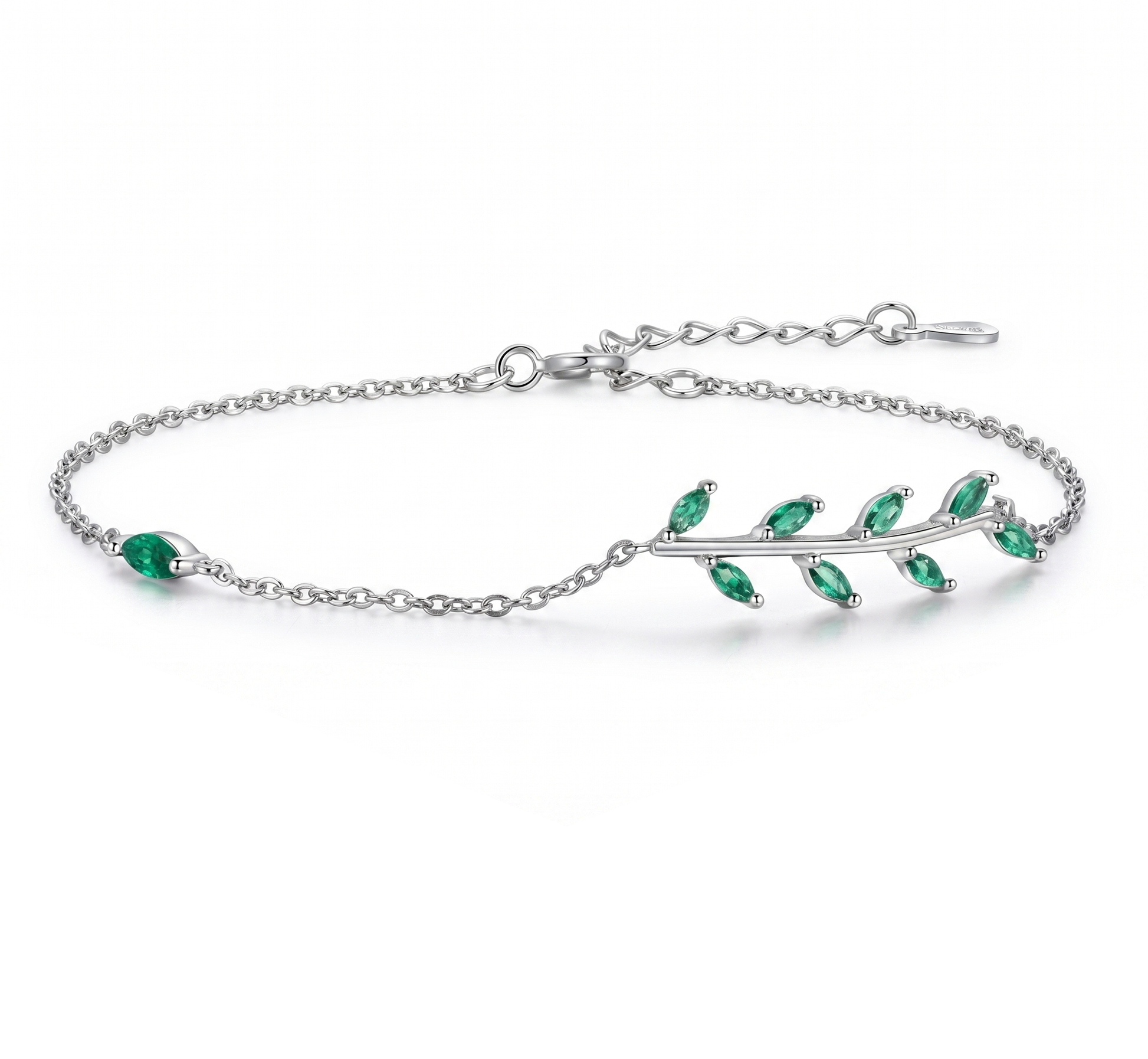 Pulseira JadeLeaf aço inoxidável Eloz Studio - fundo branco